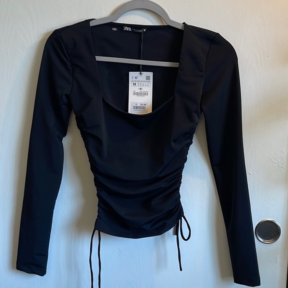 ZARA BLACK LONGSLEEVE BLACK TOP 🤎